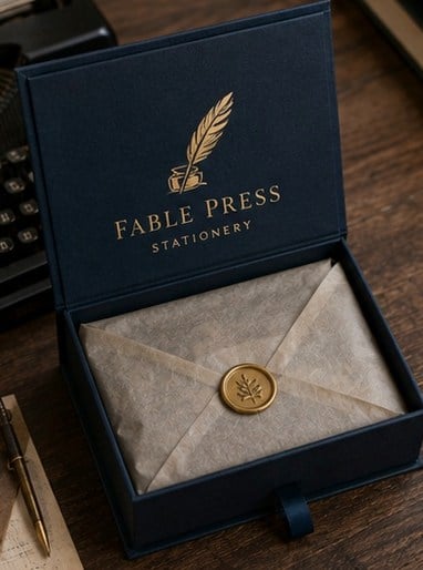 Book-style rigid box that opens like a hardcover to reveal a product in a fitted well